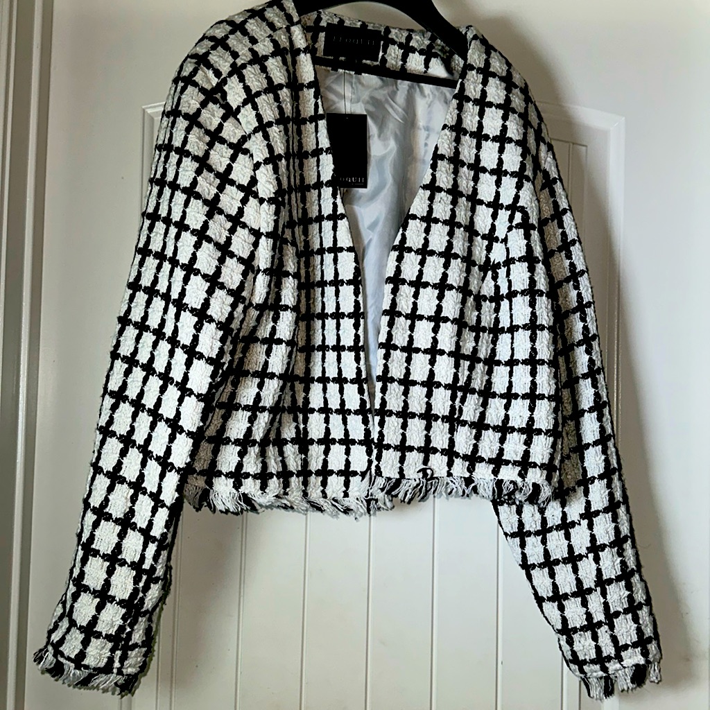Black And White Tweed Crop Jacket